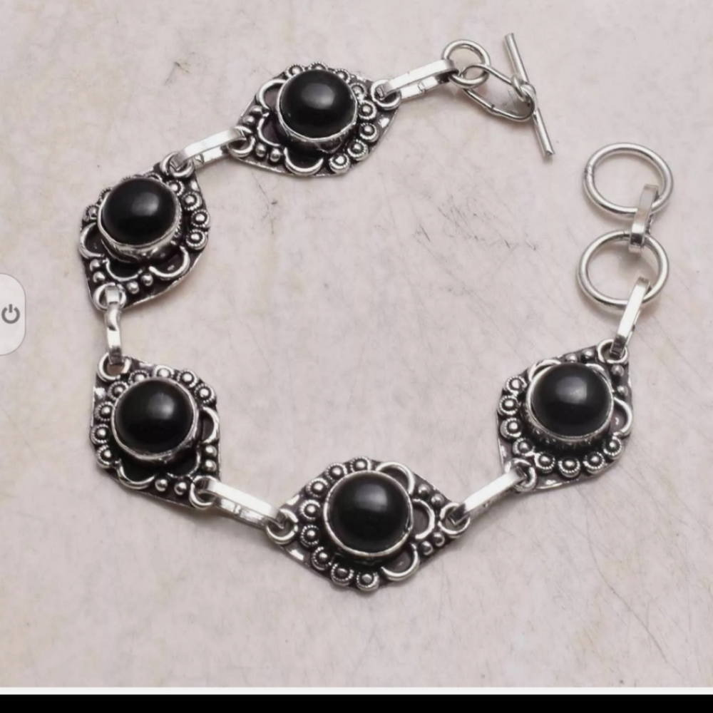 New black onyx sterling silver bracelet